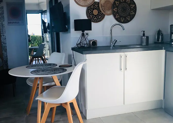 アパート Bel Air Studios-terrasse Couverte-jardinet-vue Pont De Normandie-parking Prive オンフルール